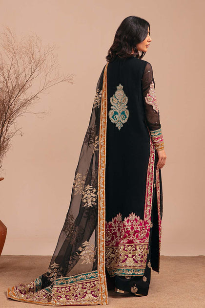 Embellished Black Pakistani Wedding Dress Kameez Trousers Nameera By Farooq 5558