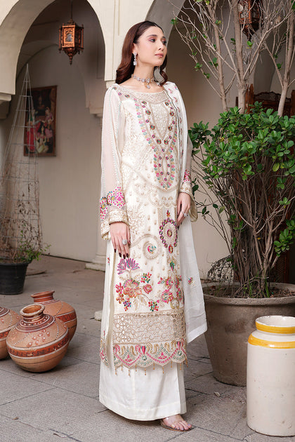 Luxury Pakistani Salwar Kameez Dupatta In Snow White Shade – Nameera By ...