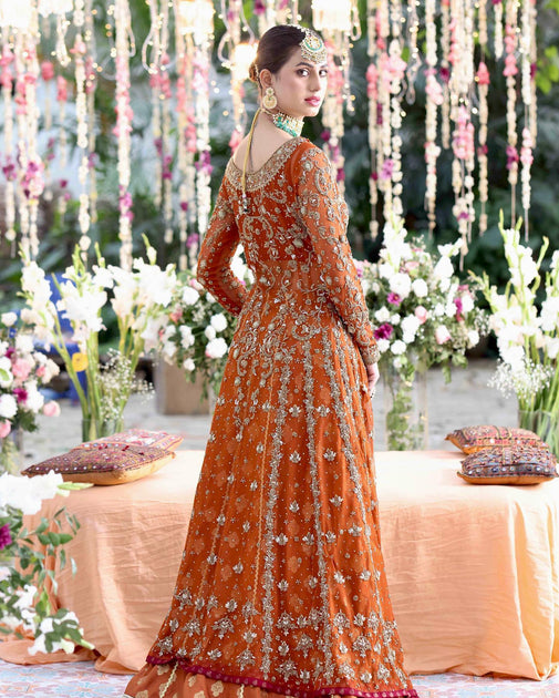 Orange store bridal dress