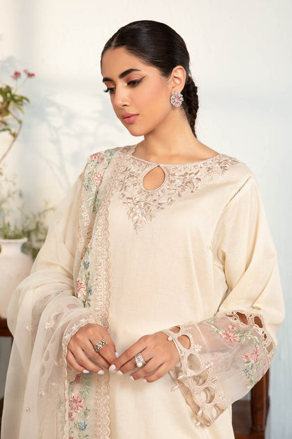 Classic White Embroidered Pakistani Salwar Kameez Dupatta – Nameera By ...