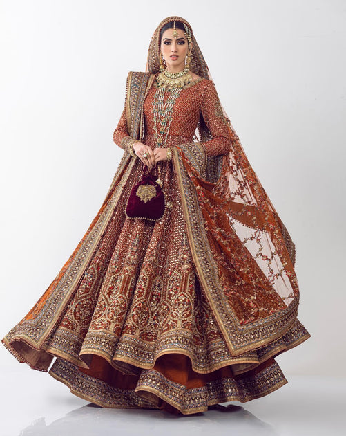 Royal Pakistani Bridal Pishwas Frock Dress For Wedding Nameera By Farooq 