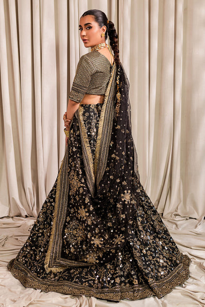 Golden Embroidered Pakistani Lehenga Choli Wedding Dress Nameera By Farooq 3230