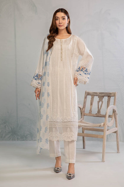 Luxury White Embroidered Pakistani Salwar Kameez Dupatta – Nameera By ...