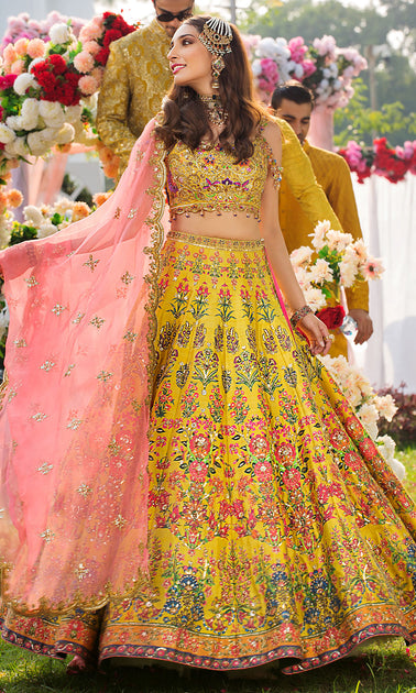 Bridal mehndi lehenga on sale 2018