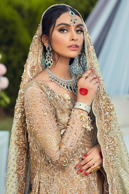 Pakistani Bridal Maxi in Ivory Color #C2072