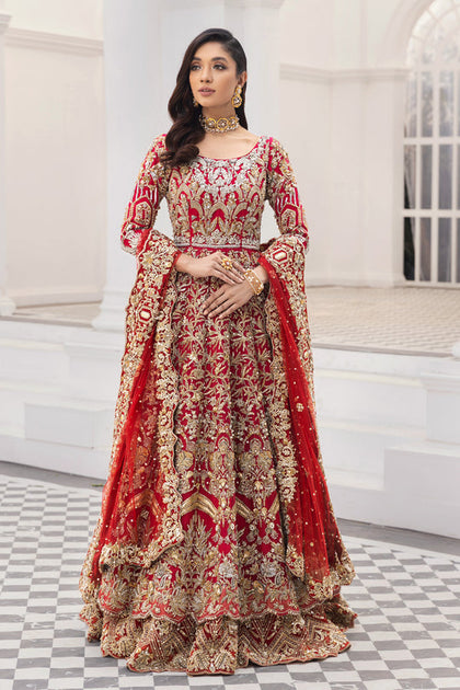 Red Designer Royal Bridal Lehenga Choli Indian Bridal Wear – Nameera by  Farooq