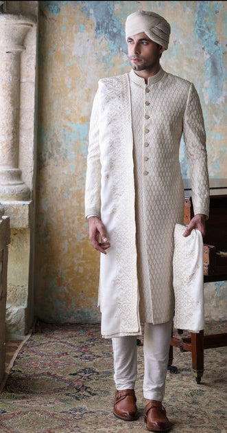 Mens white clearance sherwani