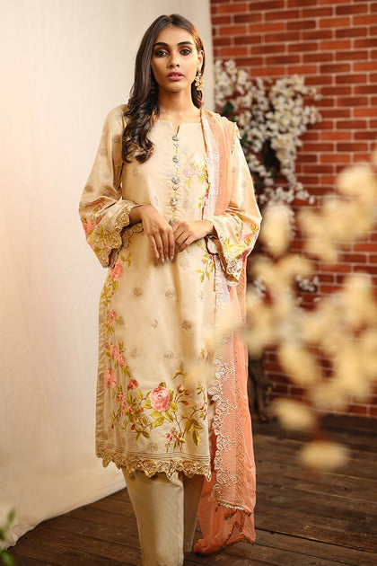 Designer lawn dresses with multi color thread embroidery Nameera by Farooq