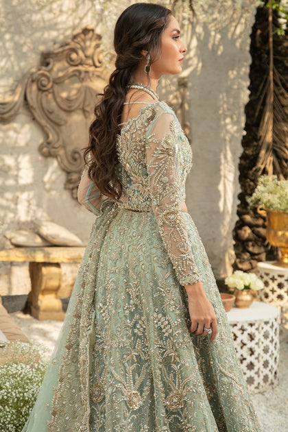 Elegant Ice Blue Bridal Lehenga Choli Dress for Wedding Nameera by Farooq