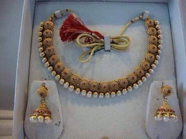 Mandakini , Matte Gold Finish Bridal Jewellery Set for Women