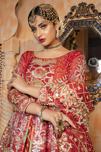 Embroidered Dulhan Dress In Designer Attire For Barat Wear – Nameera By 