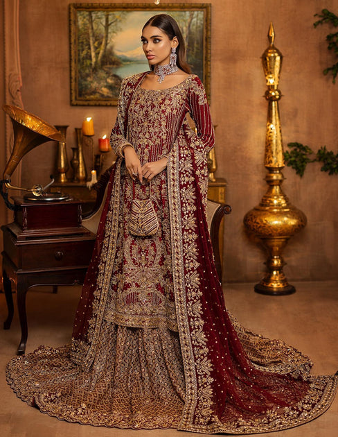 Blood red colour bridal dress sale