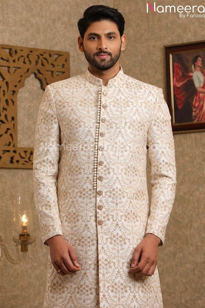 Sherwani off clearance white colour