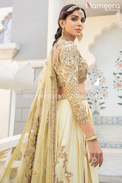 Golden dupatta shop for lehenga online