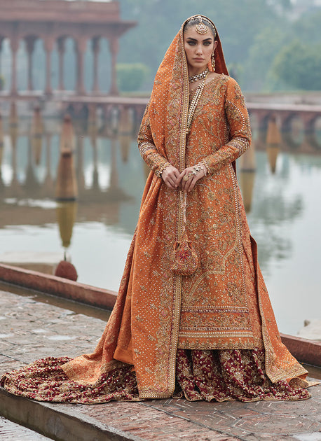 bridal lehenga in orange color