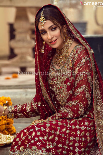 Pakistani Bridal Lehenga in Deep Maroon Color #BB220