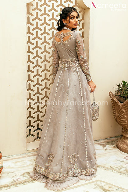 Pakistani Bridal Pakistani Walima Maxi Dress in Ice Blue Nameera by Farooq