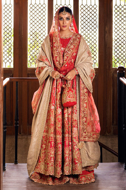 Pakistani Bridal Maxi And Red Sharara Wedding Dress Nameera By Farooq 8266