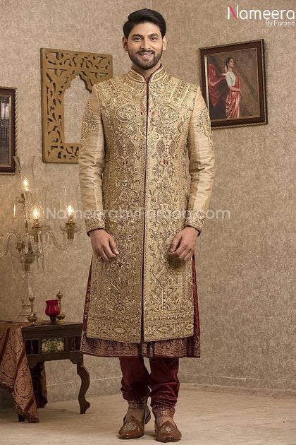 Sherwani golden outlet colour