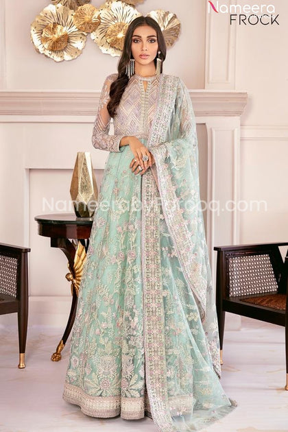 Pakistani Mint Green Dress with Embroidered Work PN234