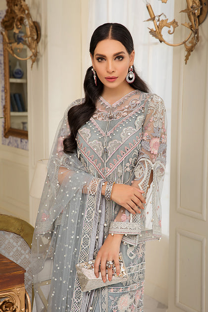 Grey net dresses clearance pakistani