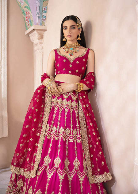 Shocking pink 2024 bridal dress