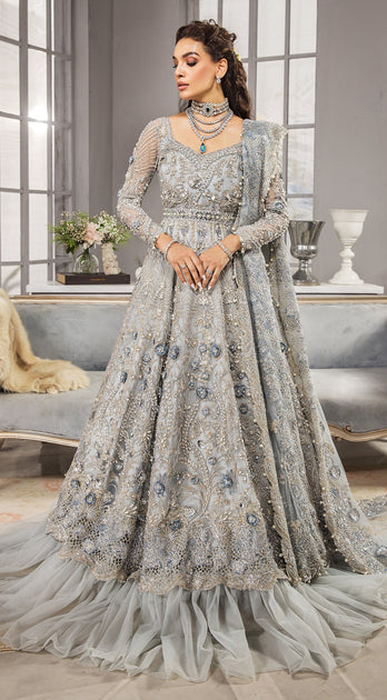 Grey colour shop wedding lehenga