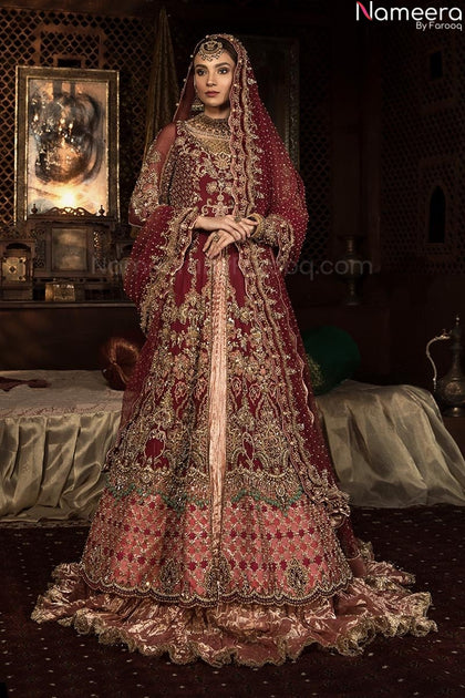 Wedding lehenga best sale in maroon colour