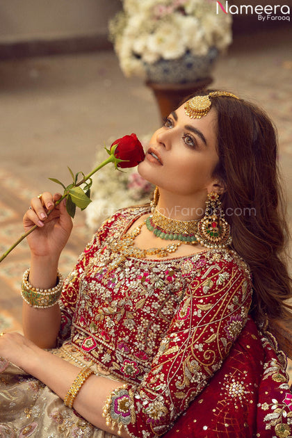 Red Designer Royal Bridal Lehenga Choli Indian Bridal Wear – Nameera by  Farooq