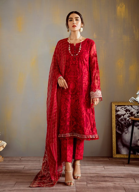 Indian embroidered sale chiffon frock