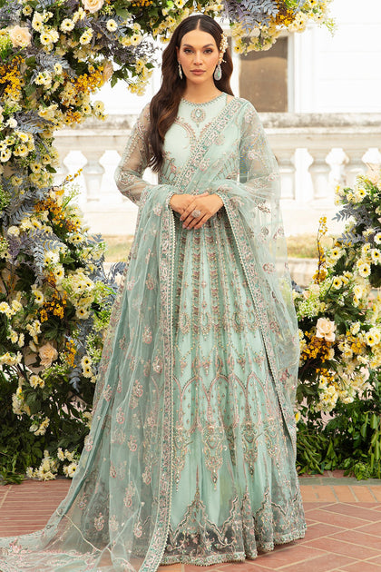 Aqua Blue Embellished Pishwas Frock Pakistani Wedding Dress – Nameera ...