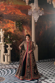 Black Pakistani Bridal Dress in Open Pishwas Style