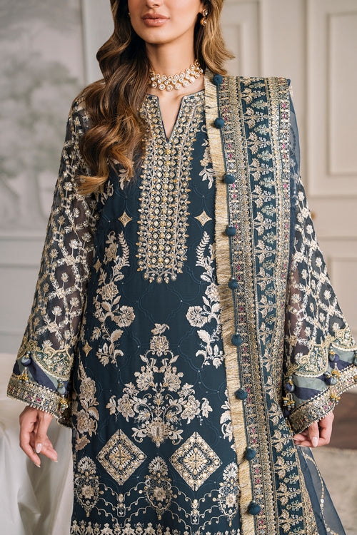 Blue Pakistani Party Dress in Kameez Trouser Style Online