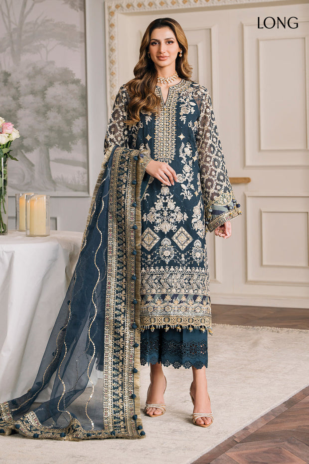 Blue Pakistani Party Dress in Kameez Trouser Style