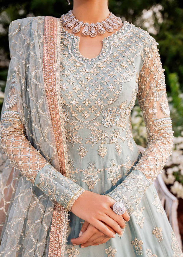 Blue Pakistani Party Dress in Traditional Pishwas Style Online