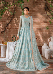 Blue Pakistani Party Dress in Traditional Pishwas Style