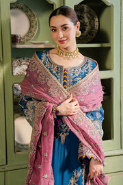 Blue Pakistani Salwar Kameez Pink Contrast Dupatta Salwar Suit