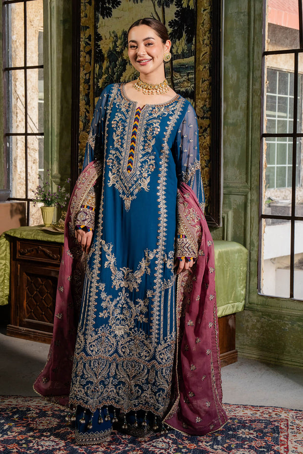 Blue Pakistani Salwar Kameez with Pink Contrast Dupatta Salwar Suit