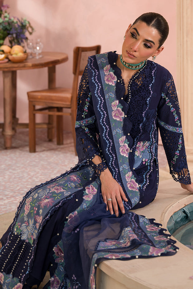 Blue Shade Pakistani Salwar Kameez Net Embellished Suit