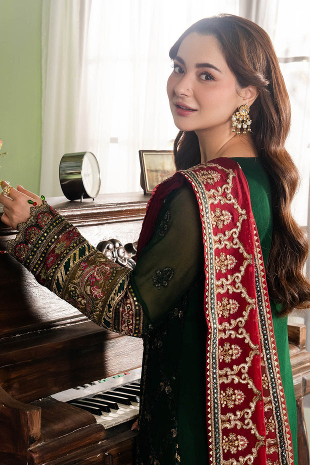 Bottle Green Embroidered Pakistani Salwar Kameez Party Suit