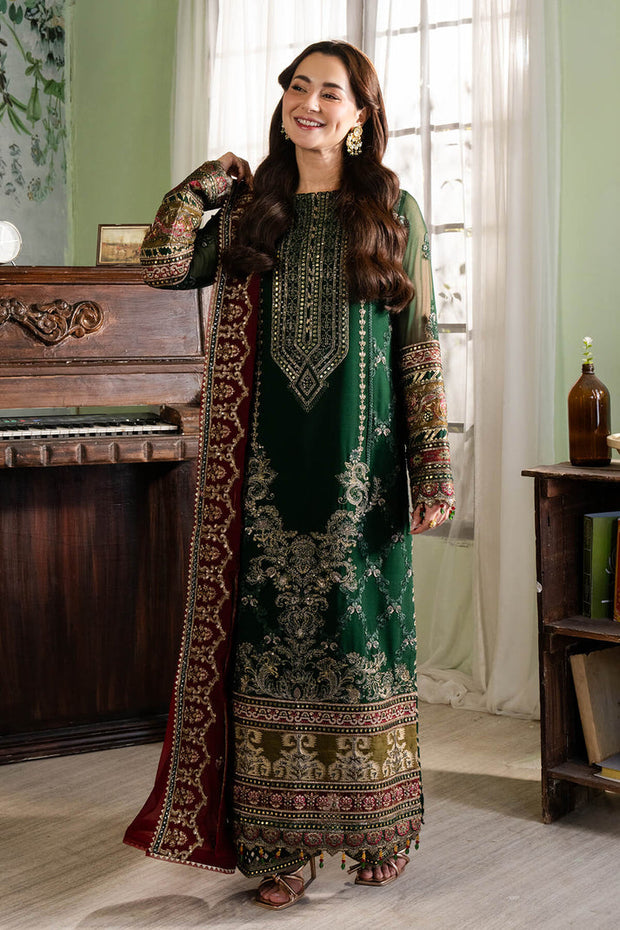 Bottle Green Heavily Embroidered Pakistani Salwar Kameez Party Suit