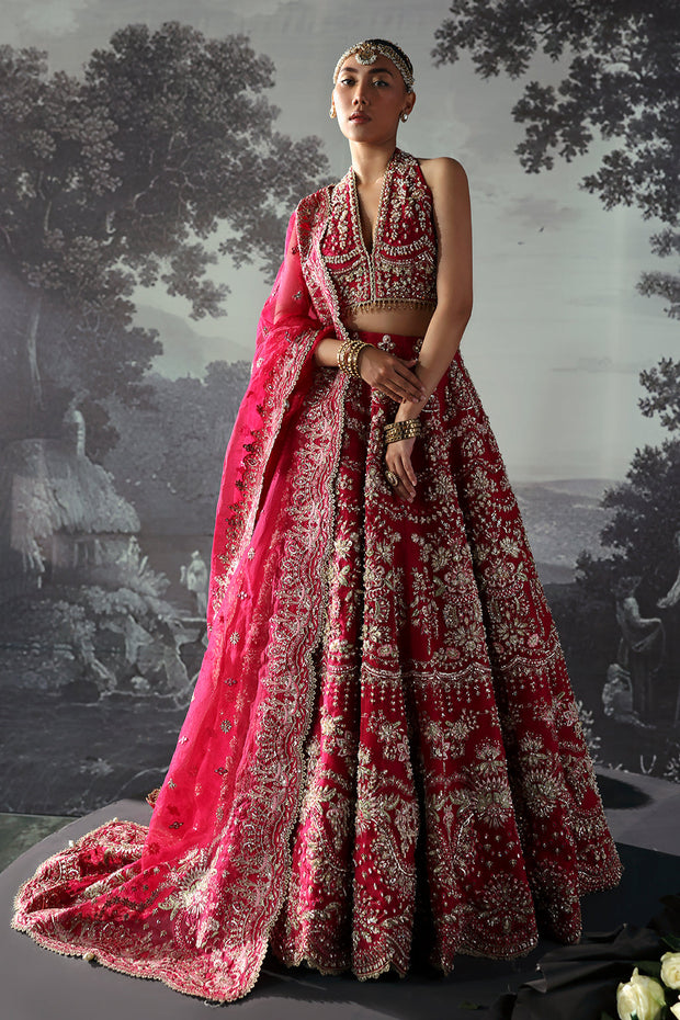 Bridal Dress in Fuchsia Pink Choli and Lehenga Style