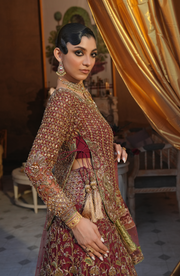 Bridal Shirt and Red Lehenga in Mermaid Style