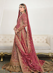 Burgundy Pakistani Bridal Dress in Lehenga Kameez Style Online