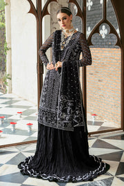 Buy Classic Black Pakistani Wedding Dress in Kameez Crushed Sharara Style