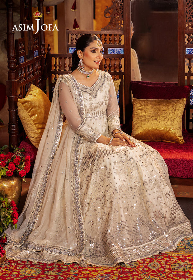 Buy Classic White Shade Luxury Embroidered Pakistani Party Wear Frock