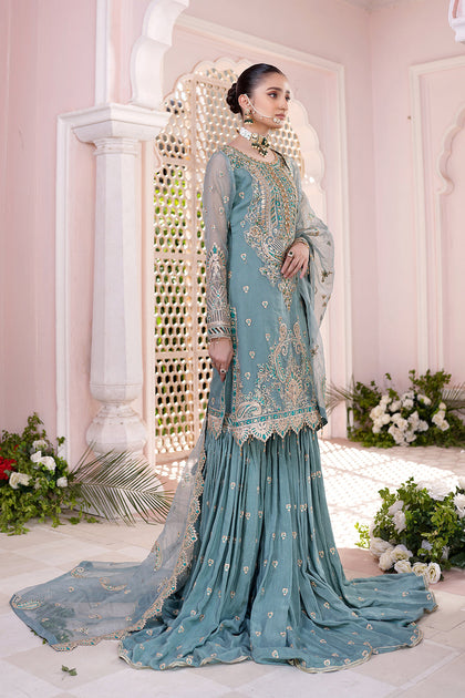 Elegant Aqua Blue Pakistani Wedding Dress Kameez Sharara – Nameera by ...