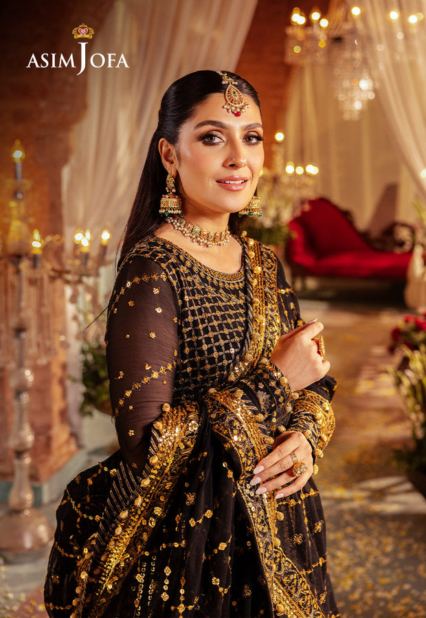 Buy Elegant Black and Golden Luxury Embroidered Pakistani Party Wear Pishwas