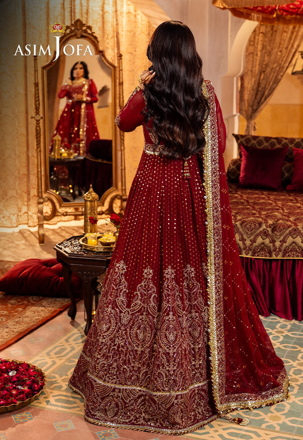 Buy Elegant Red Luxury Embroidered Pakistani Party Dress in Frock Style