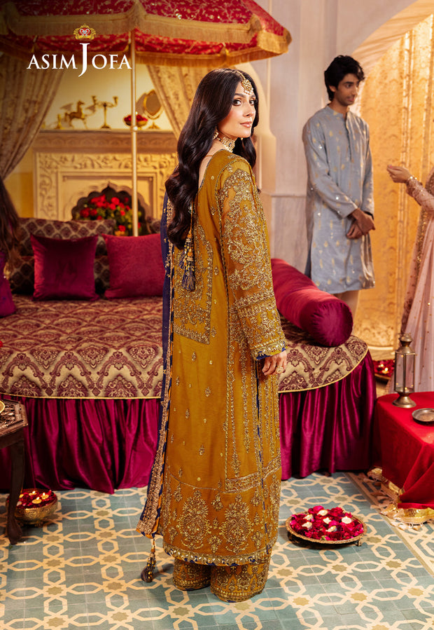 Gold Shade Embroidered Twisted Silk Unstitched Pakistani Party Dress